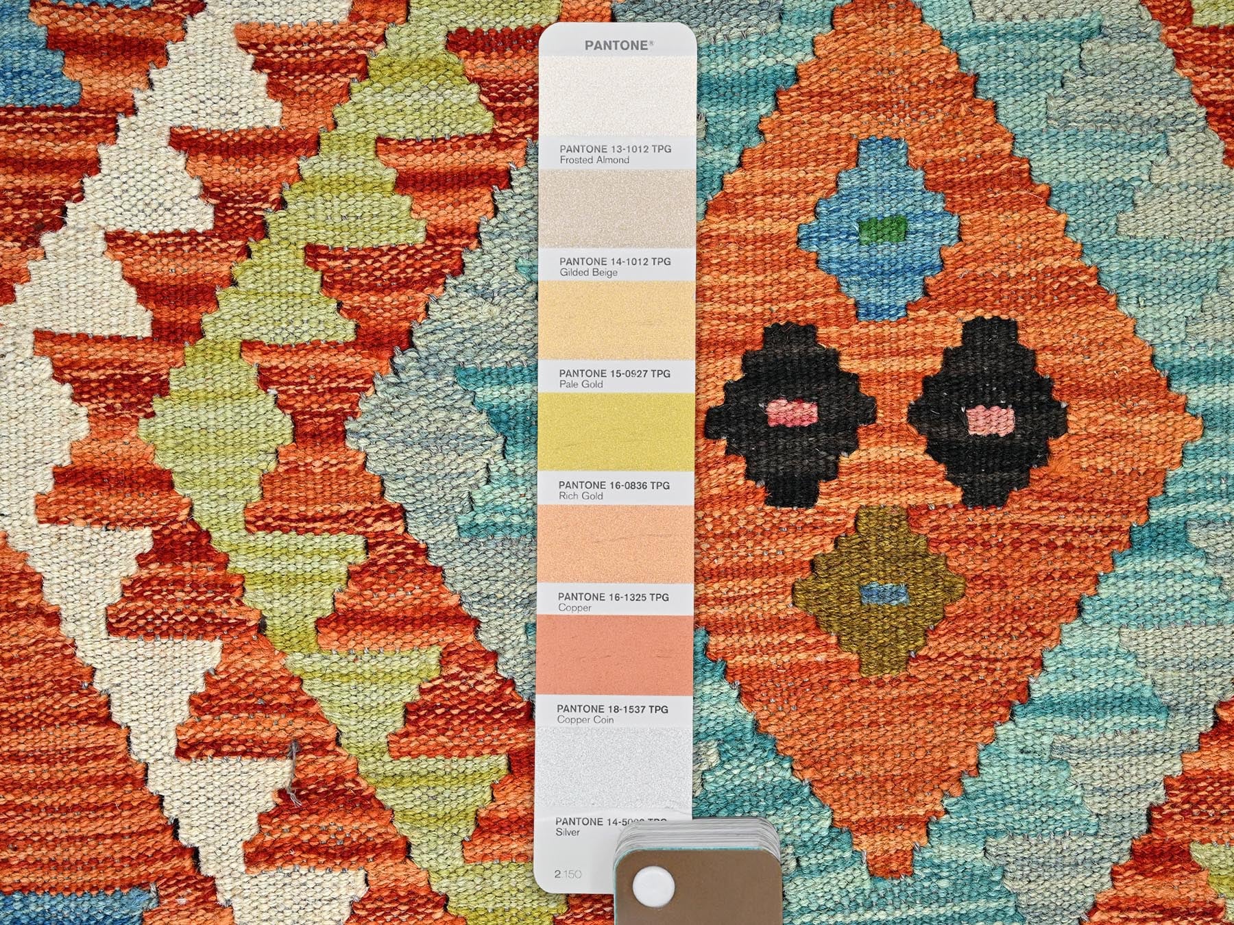 Kilim Flat-Weave hand-knotted wool rug in Orange, 2'2" x 3'2" — SKU O01179 (view 4)