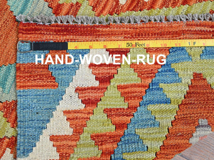 Kilim Flat-Weave hand-knotted wool rug in Orange, 2'2" x 3'2" — SKU O01179 (view 6)