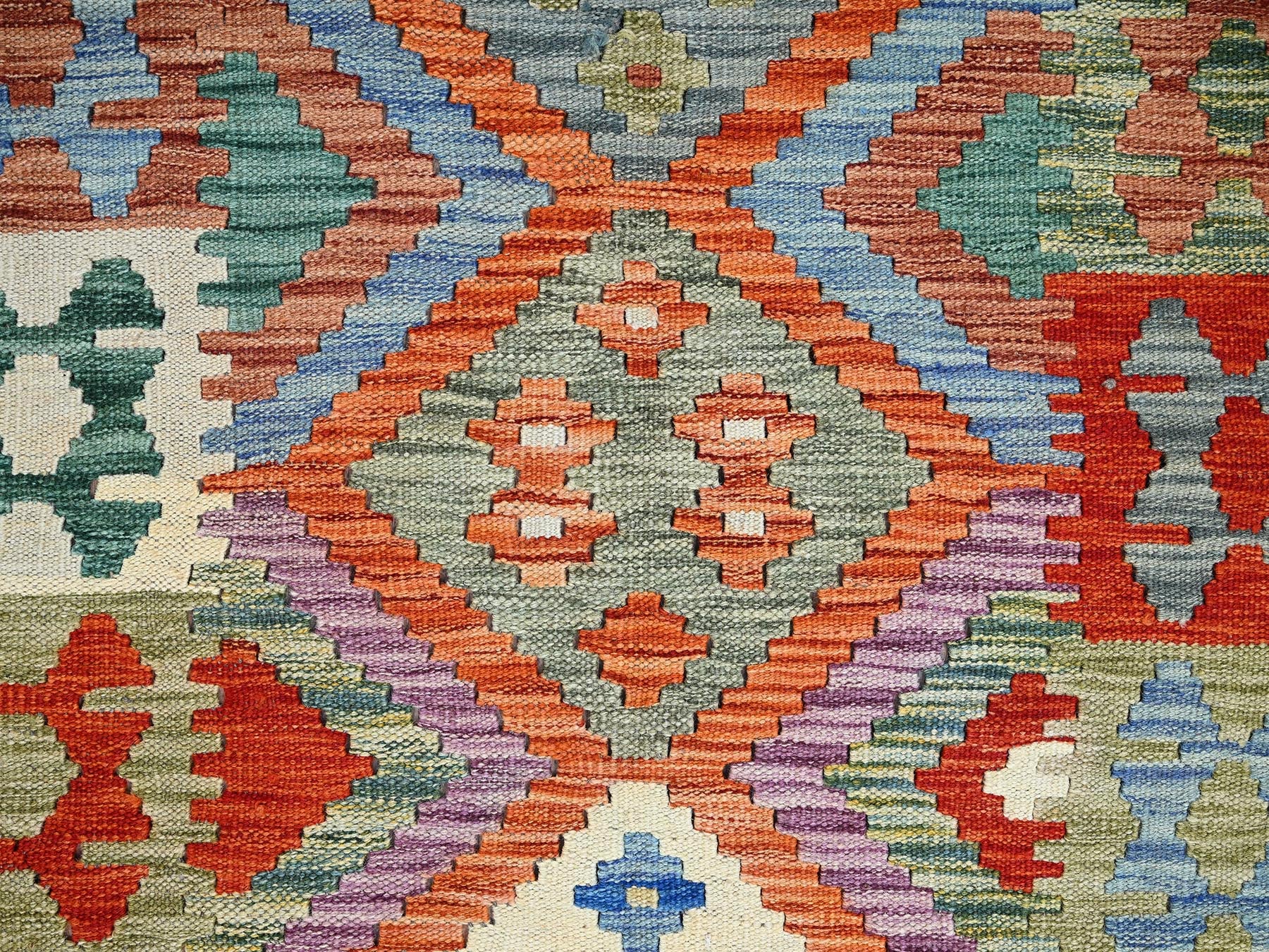 Orange 3'6" x 5'2" Flat Weave Hand woven Wool Rug - Sku: O01188