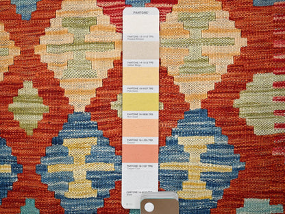 Orange 3'4" x 4'9" Flat Weave Hand woven Wool Rug - Sku: O01189