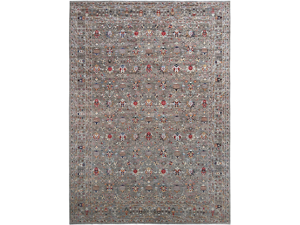 Tribal hand-knotted wool rug in Gray, 14'10" x 20'8", SKU O0122