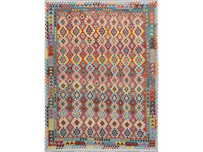 Kilim Flat-Weave hand-knotted wool rug in Multicolored, 10' x 12'11" — SKU O01243