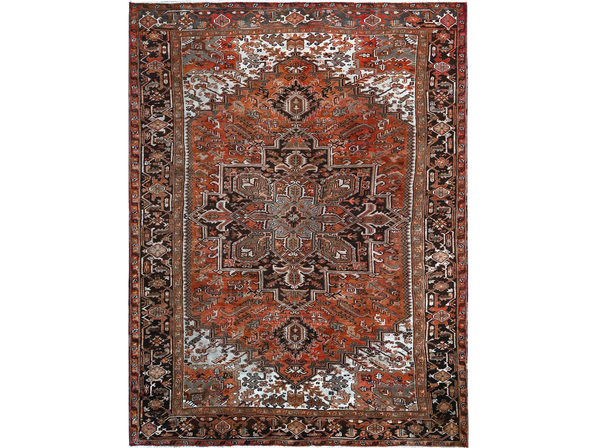 Heriz Heriz hand-knotted wool rug in Red & Chocolate Brown, 8'4" x 11'4" — SKU O01254