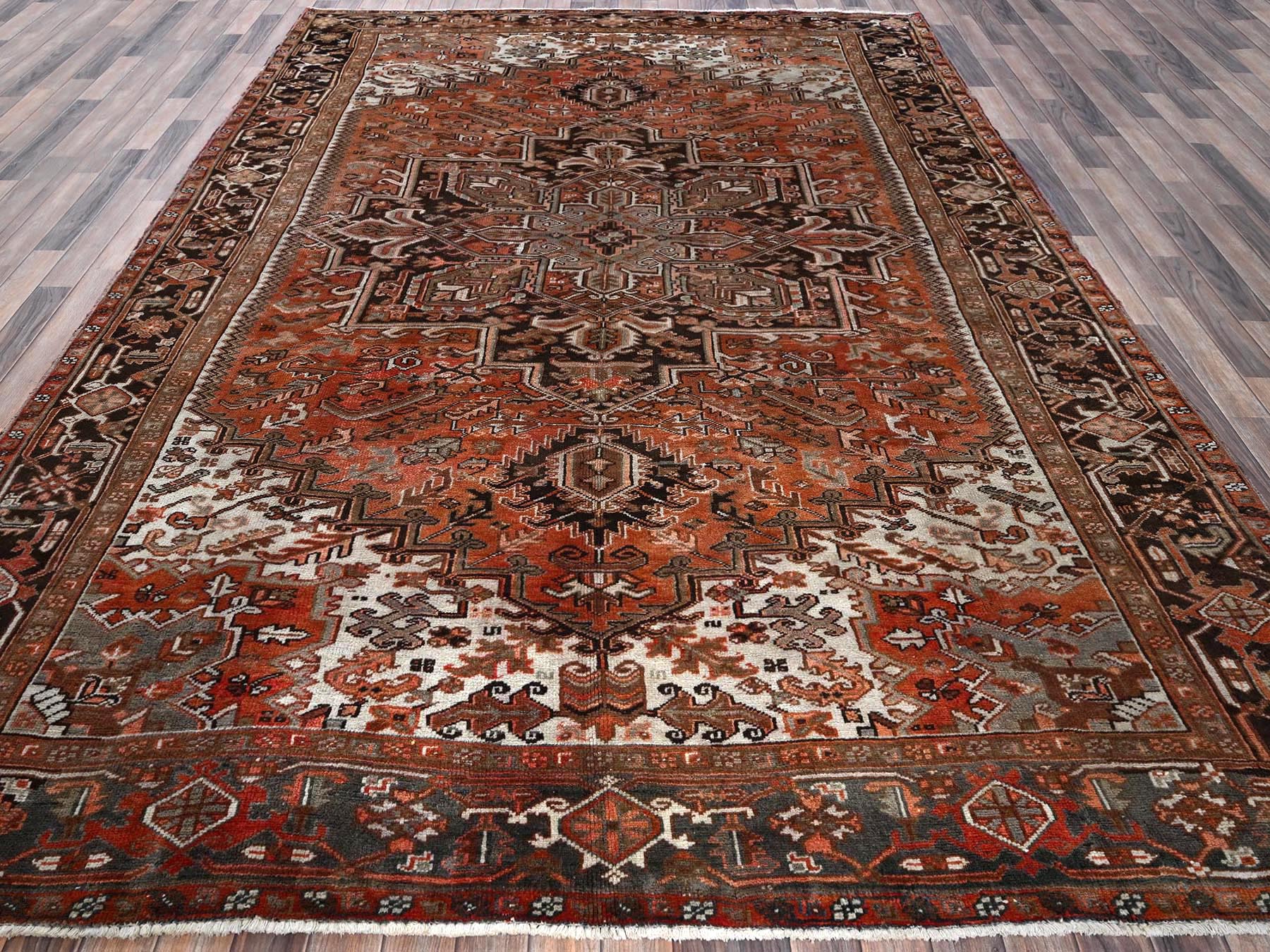 Red 8'4" x 11'4" Heriz Hand knotted Wool Rug - Sku: O01254