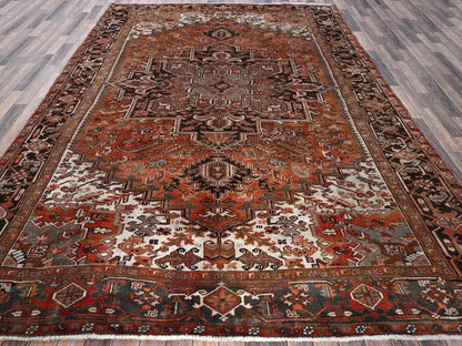 Heriz Heriz hand-knotted wool rug in Red & Chocolate Brown, 8'4" x 11'4" — SKU O01254 (view 2)