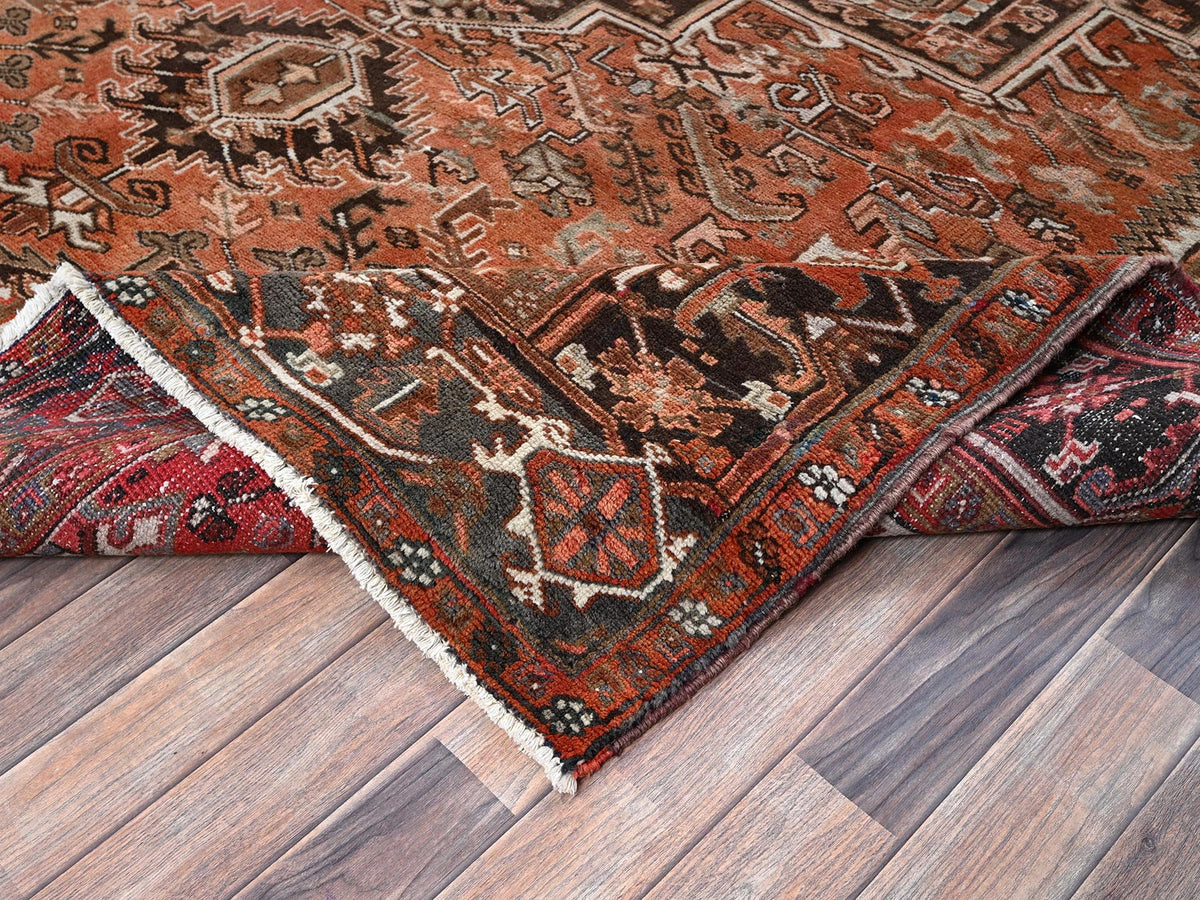 Heriz Heriz hand-knotted wool rug in Red & Chocolate Brown, 8'4" x 11'4" — SKU O01254 (view 6)