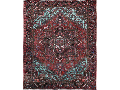 Heriz Heriz hand-knotted wool rug in Red & Chocolate Brown, 8'4" x 10'3" — SKU O01255