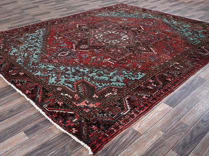 Heriz Heriz hand-knotted wool rug in Red & Chocolate Brown, 8'4" x 10'3" — SKU O01255 (view 3)