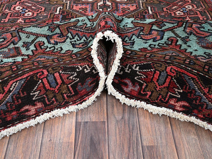 Heriz Heriz hand-knotted wool rug in Red & Chocolate Brown, 8'4" x 10'3" — SKU O01255 (view 5)