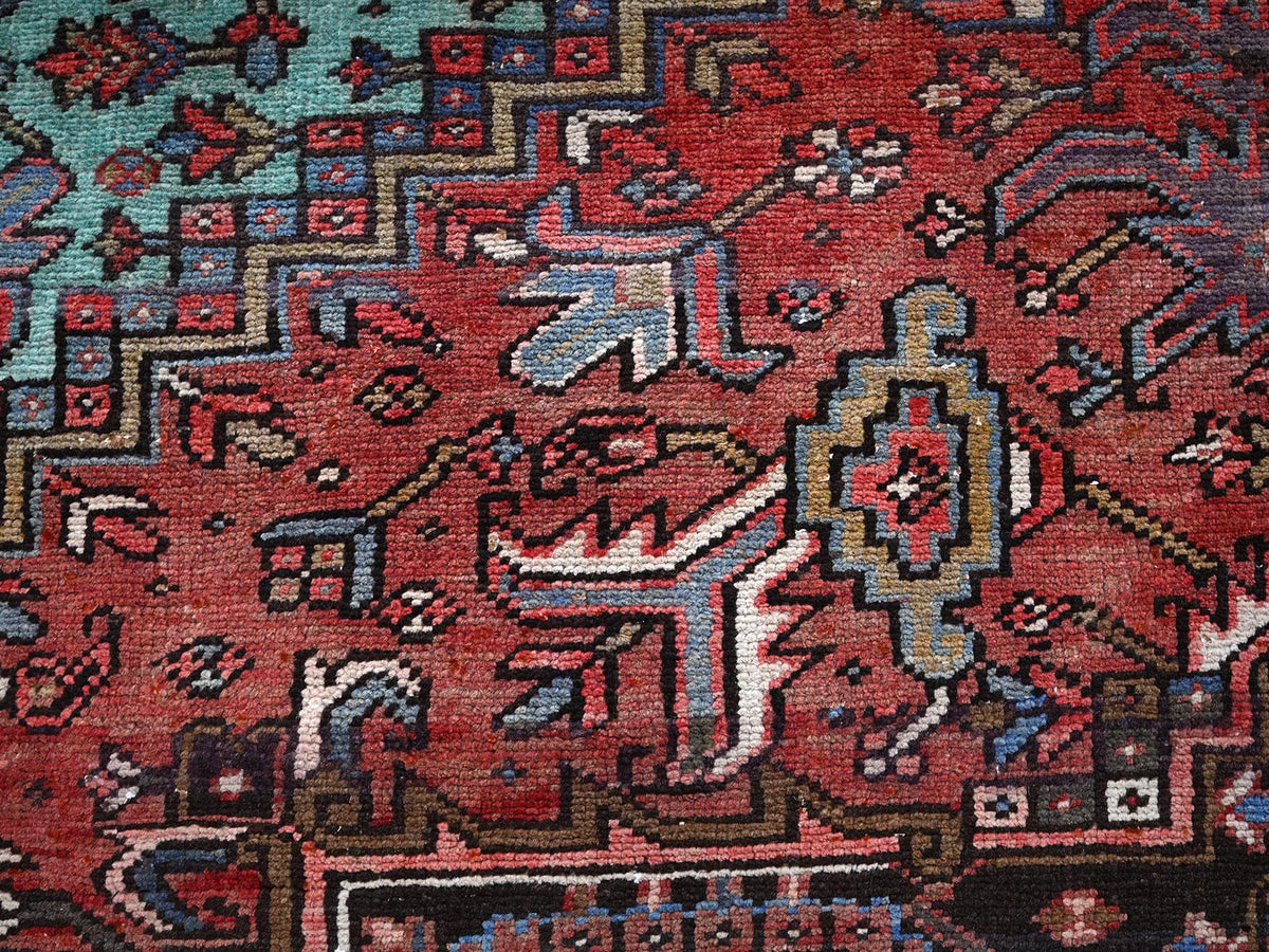 Heriz Heriz hand-knotted wool rug in Red & Chocolate Brown, 8'4" x 10'3" — SKU O01255 (view 7)