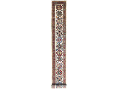 Kazak Tribal hand-knotted wool runner in Beige, 2'8" x 35'3", SKU O0125