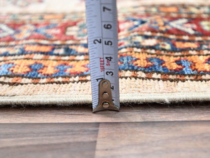 Kazak Tribal hand-knotted wool runner in Beige, 2'8" x 35'3", SKU O0125