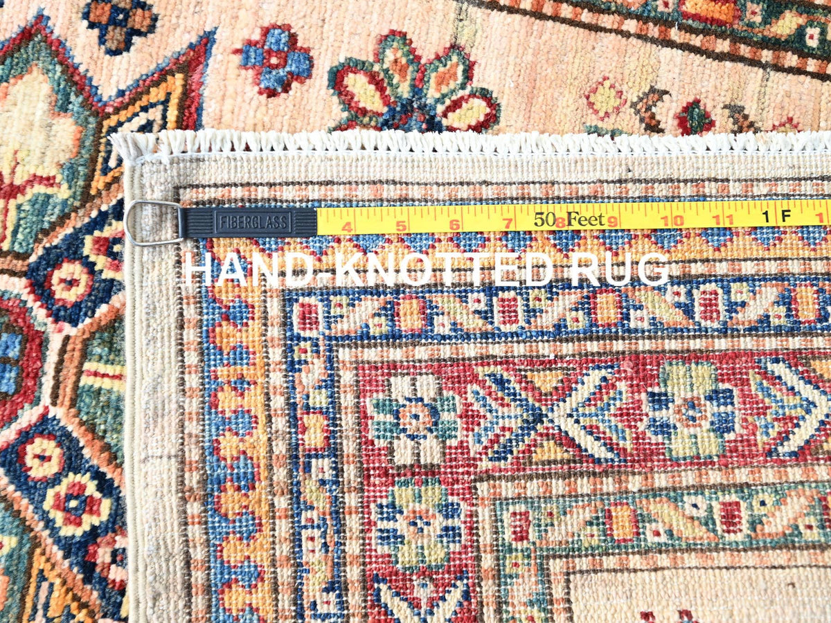 Kazak Tribal hand-knotted wool runner in Beige, 2'8" x 35'3", SKU O0125