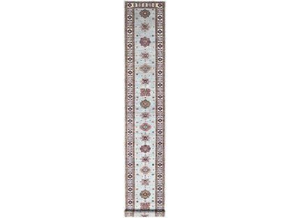 Grey 2'11" x 22'7" Tribal Hand knotted Wool Rug - Sku: O0126