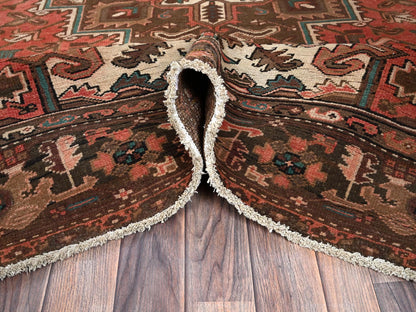 Red 6'5" x 9'7" Heriz Hand knotted Wool Rug - Sku: O01270