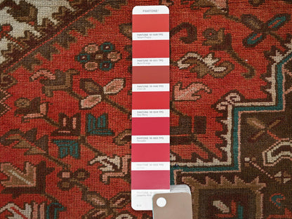 Red 6'5" x 9'7" Heriz Hand knotted Wool Rug - Sku: O01270