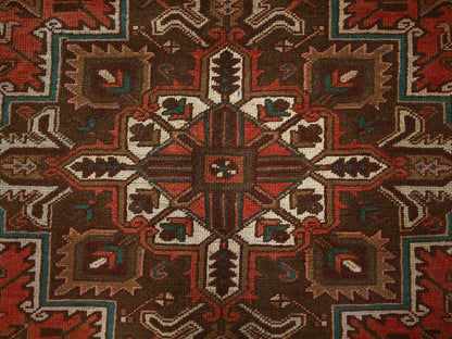 Red 6'5" x 9'7" Heriz Hand knotted Wool Rug - Sku: O01270