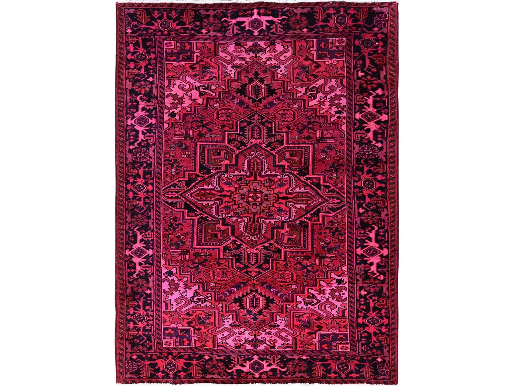 Overdyed 6'11" x 9'5" Vintage Hand knotted Wool Rug - Sku: O01275
