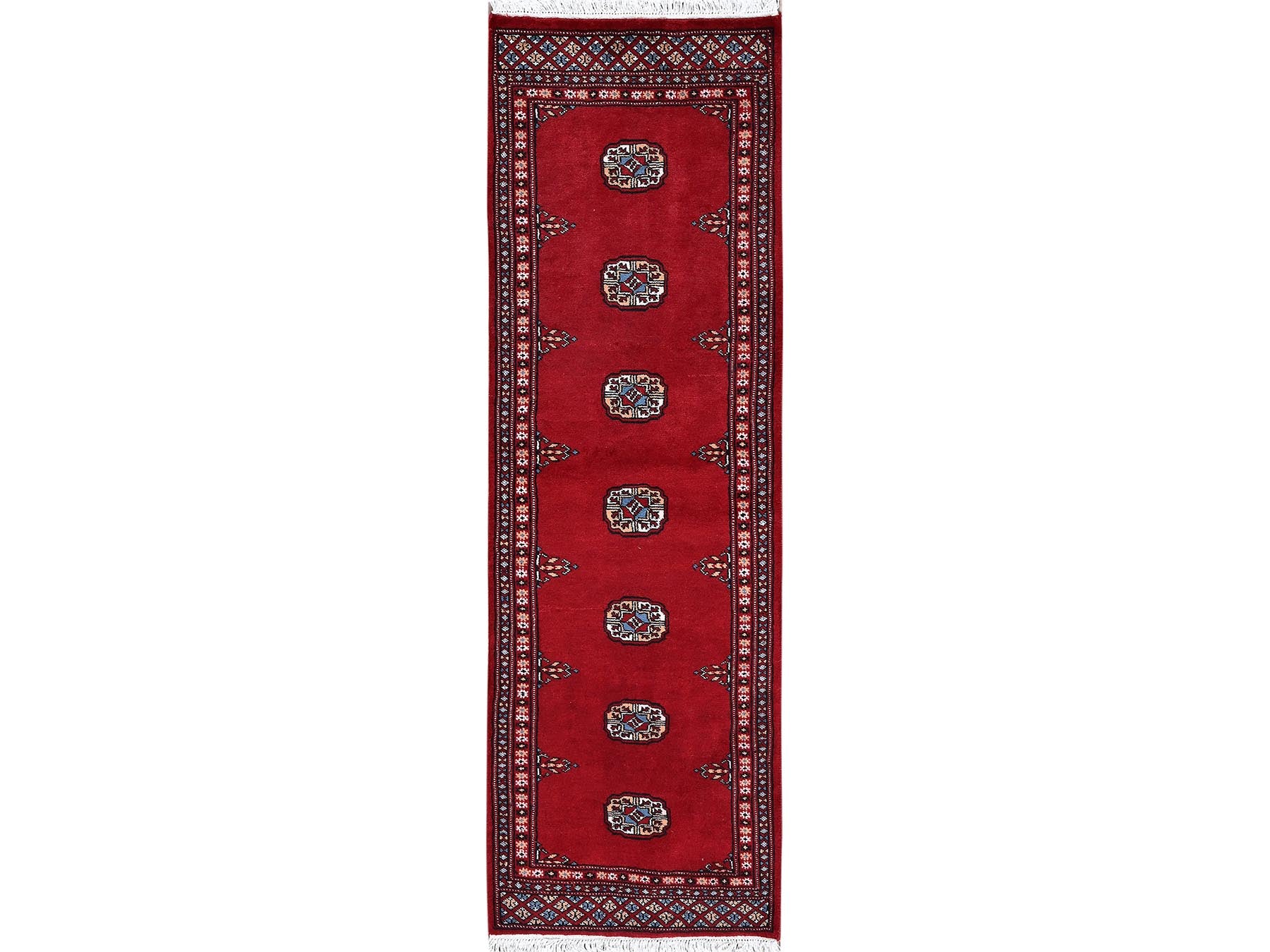 Tribal Tribal & Geometric hand-knotted wool runner in Red, 2'1" x 6' — SKU O01293