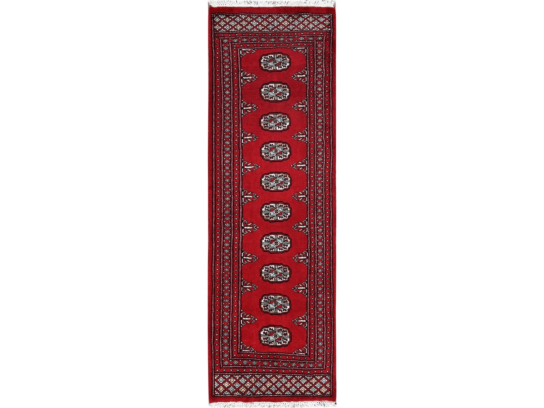 Red 2'2" x 5'8" Tribal & Geometric Hand knotted Wool Rug - Sku: O01296