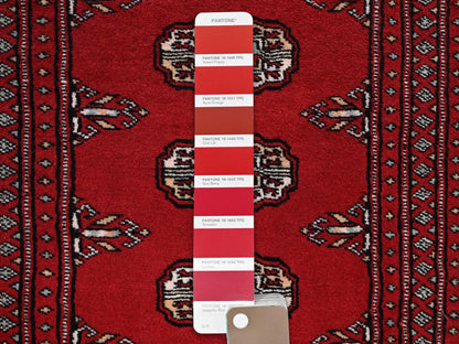 Red 2'2" x 5'8" Tribal & Geometric Hand knotted Wool Rug - Sku: O01296