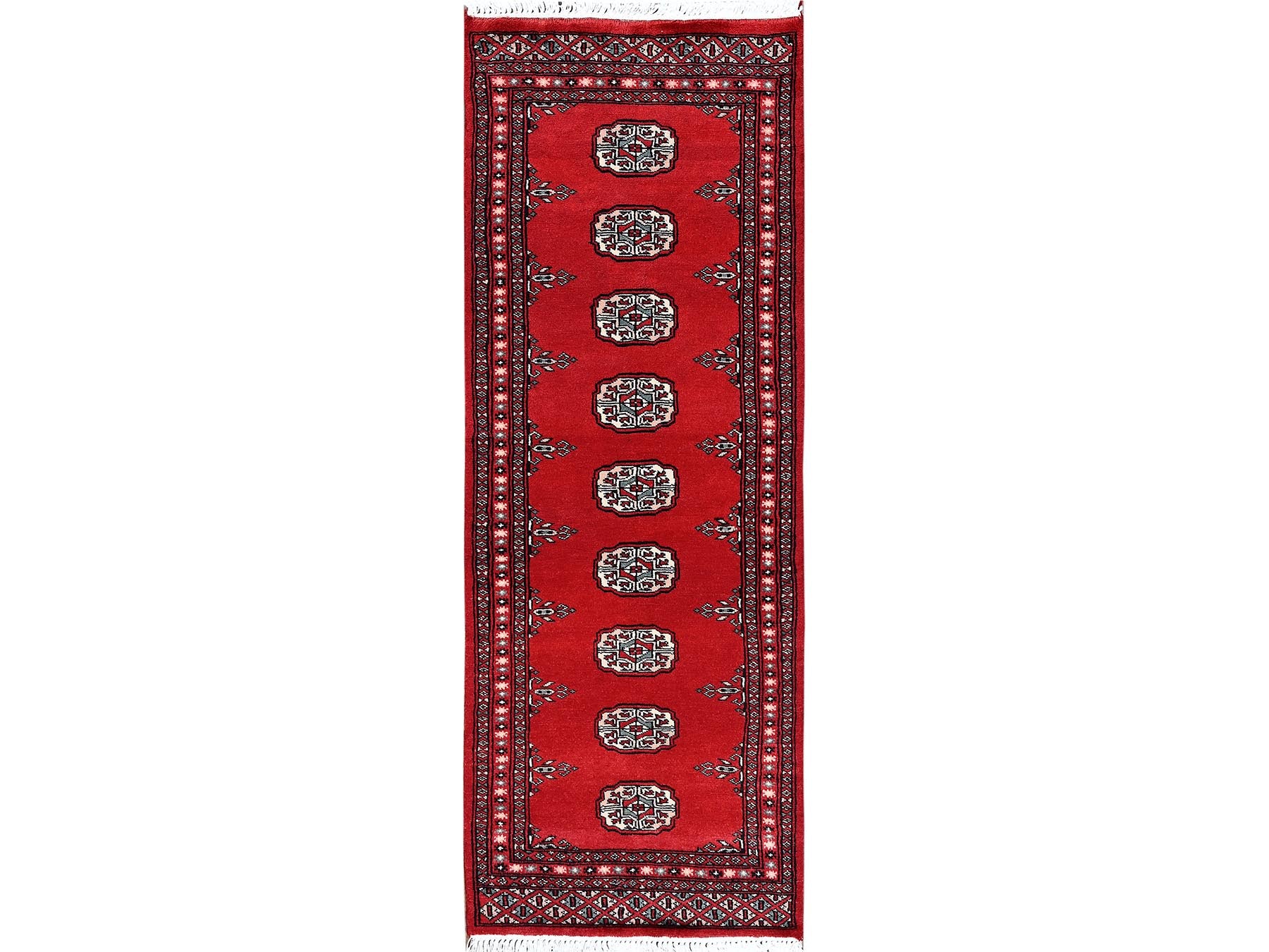 Tribal Tribal & Geometric hand-knotted wool runner in Red, 2'2" x 6' — SKU O01297