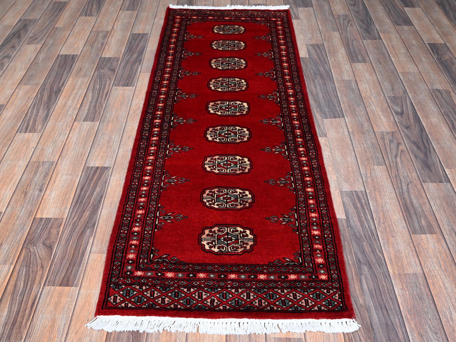 Tribal Tribal & Geometric hand-knotted wool runner in Red, 2'2" x 6' — SKU O01297 (view 2)