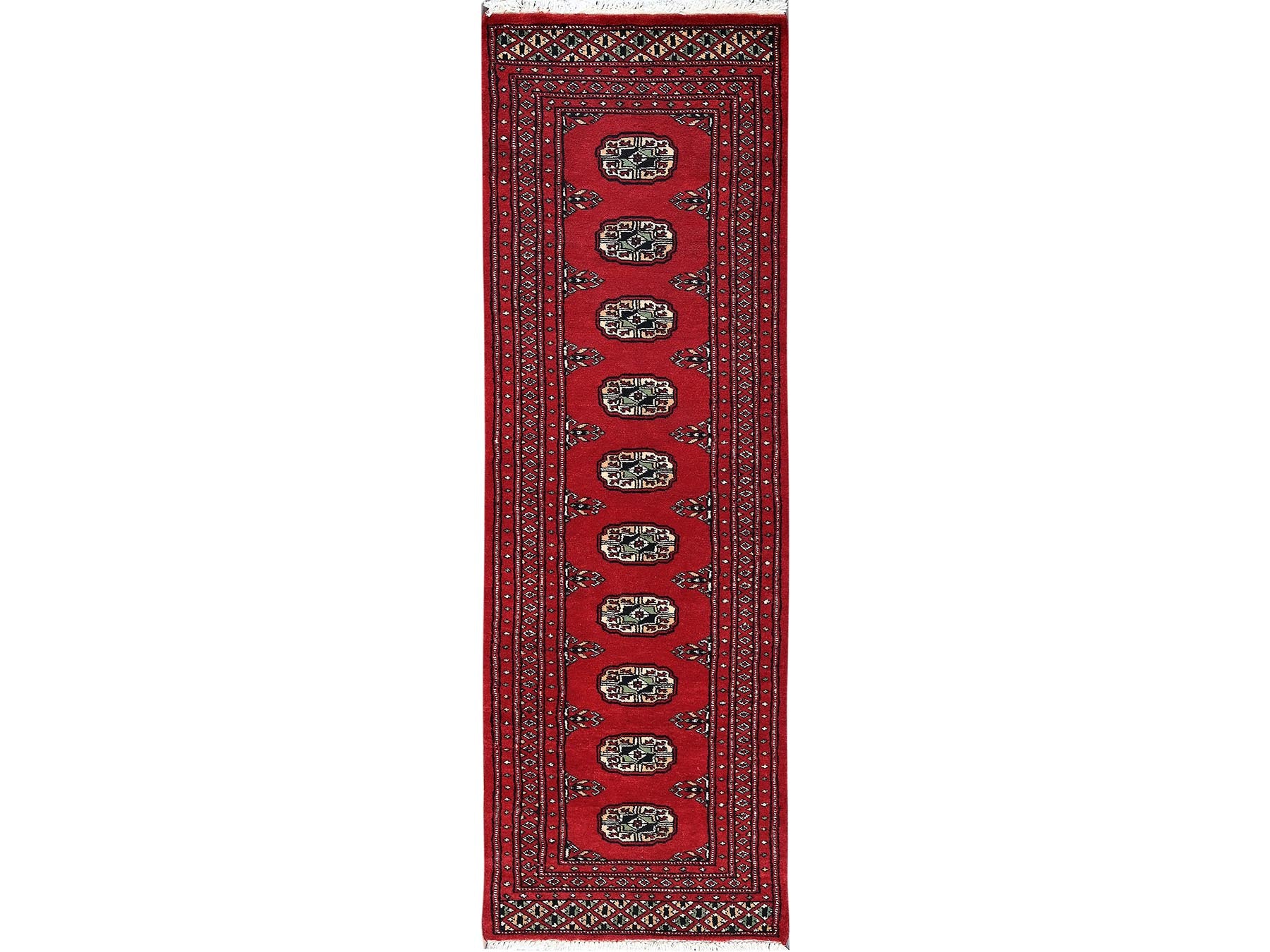 Tribal Tribal & Geometric hand-knotted wool runner in Red, 2' x 6'2" — SKU O01298