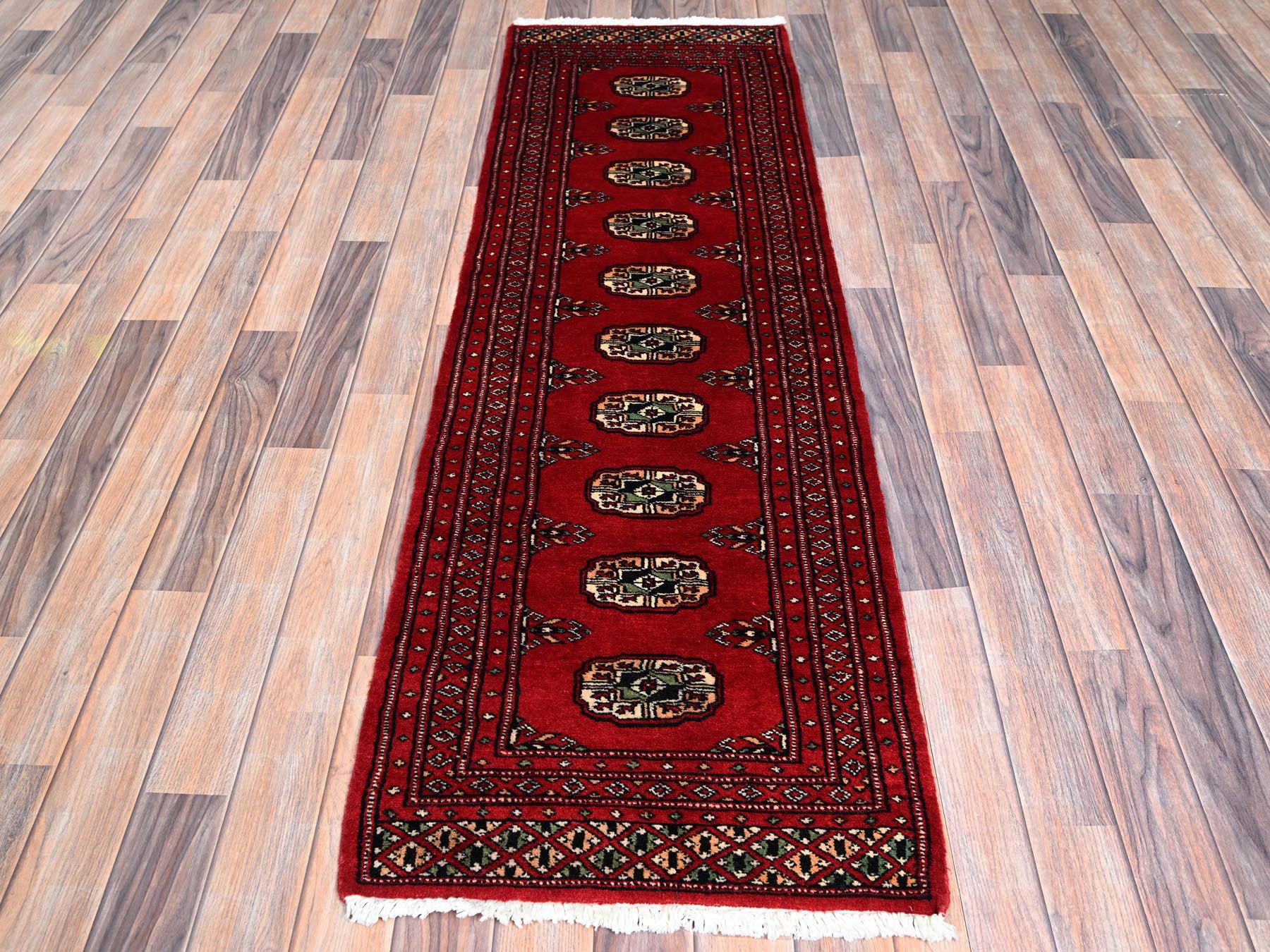 Tribal Tribal & Geometric hand-knotted wool runner in Red, 2' x 6'2" — SKU O01298 (view 2)