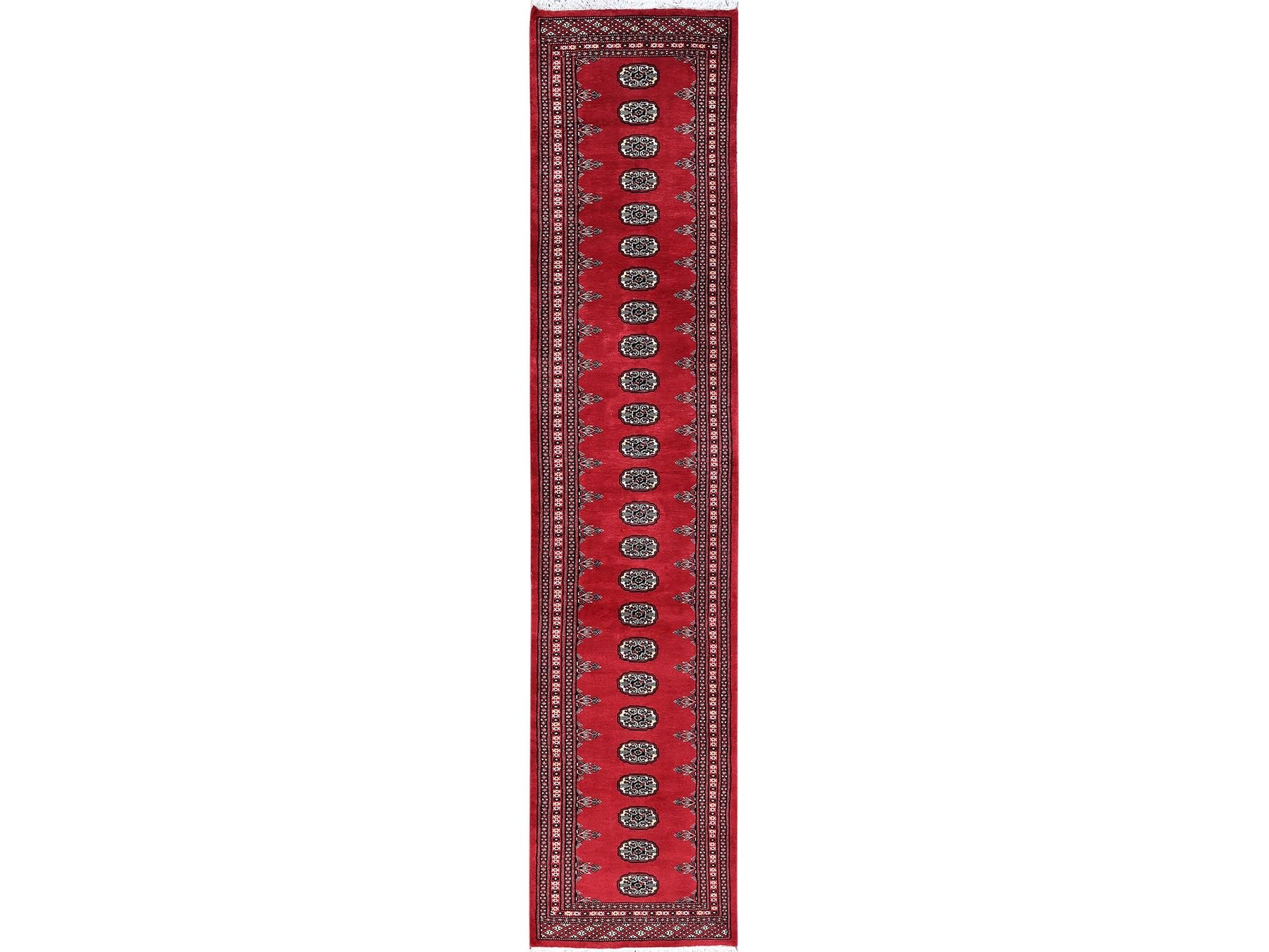 Tribal Tribal & Geometric hand-knotted wool runner in Red, 2'6" x 12'5" — SKU O01302