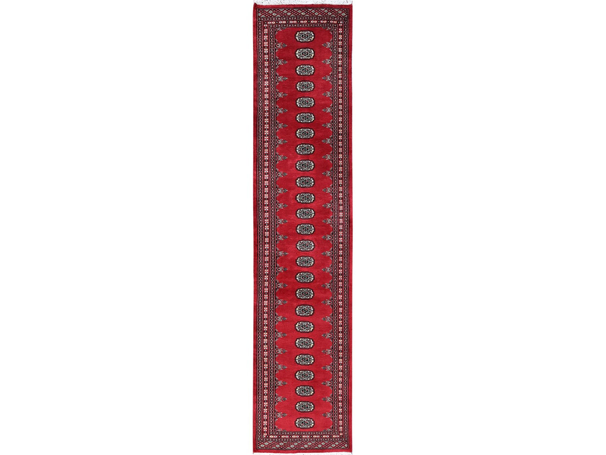 Tribal Tribal & Geometric hand-knotted wool runner in Red, 2'6" x 12'5" — SKU O01302