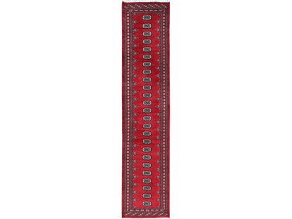 Tribal Tribal & Geometric hand-knotted wool runner in Red, 2'6" x 12'5" — SKU O01302