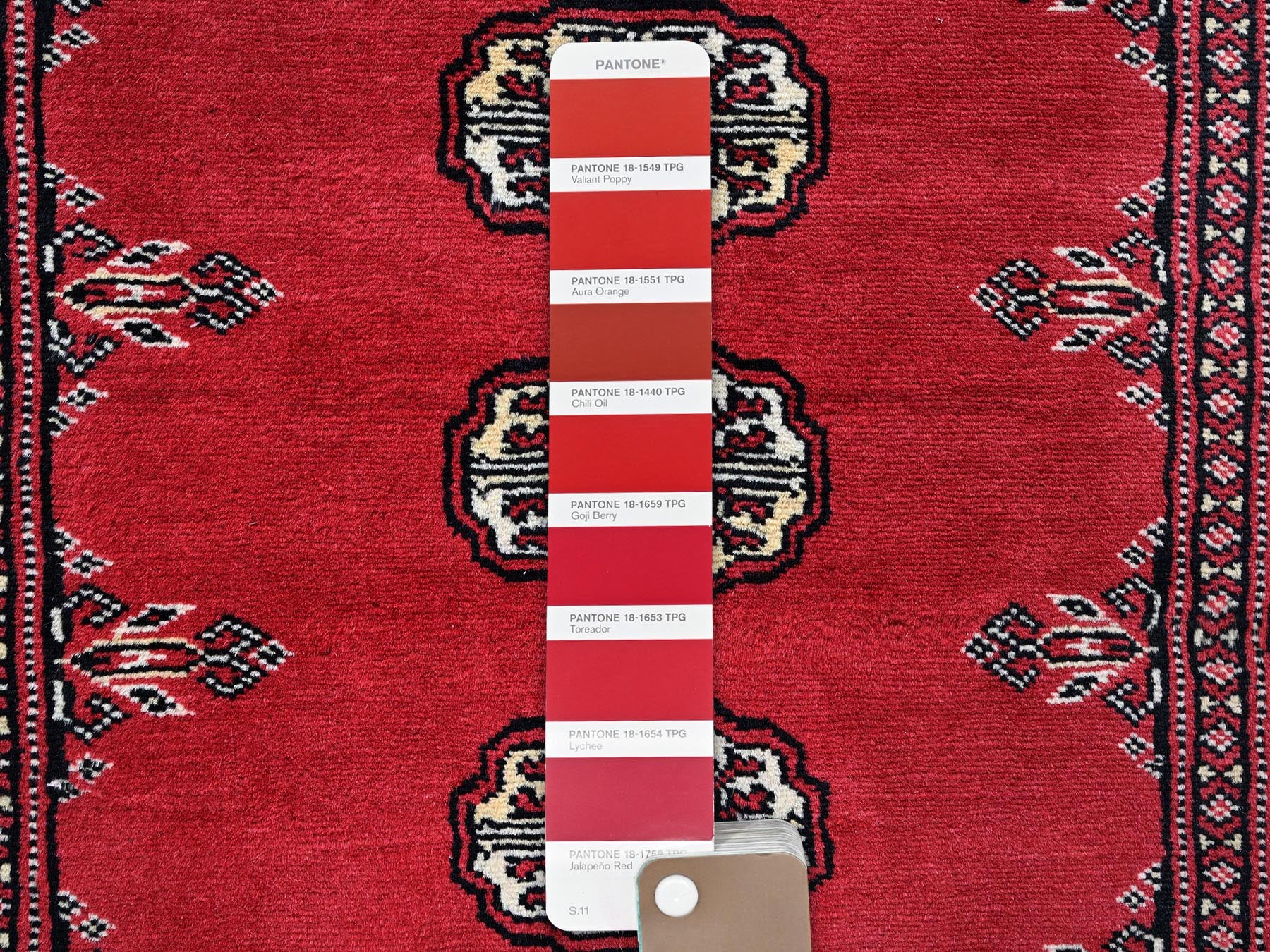Tribal Tribal & Geometric hand-knotted wool runner in Red, 2'6" x 12'5" — SKU O01302 (view 4)