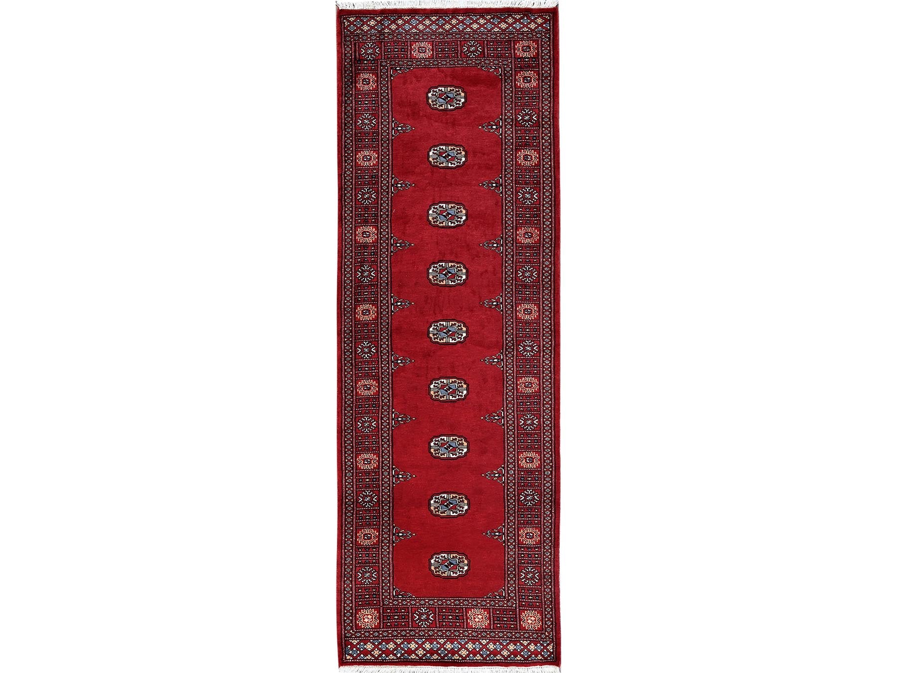Tribal Tribal & Geometric hand-knotted wool runner in Red, 2'7" x 7'10" — SKU O01306