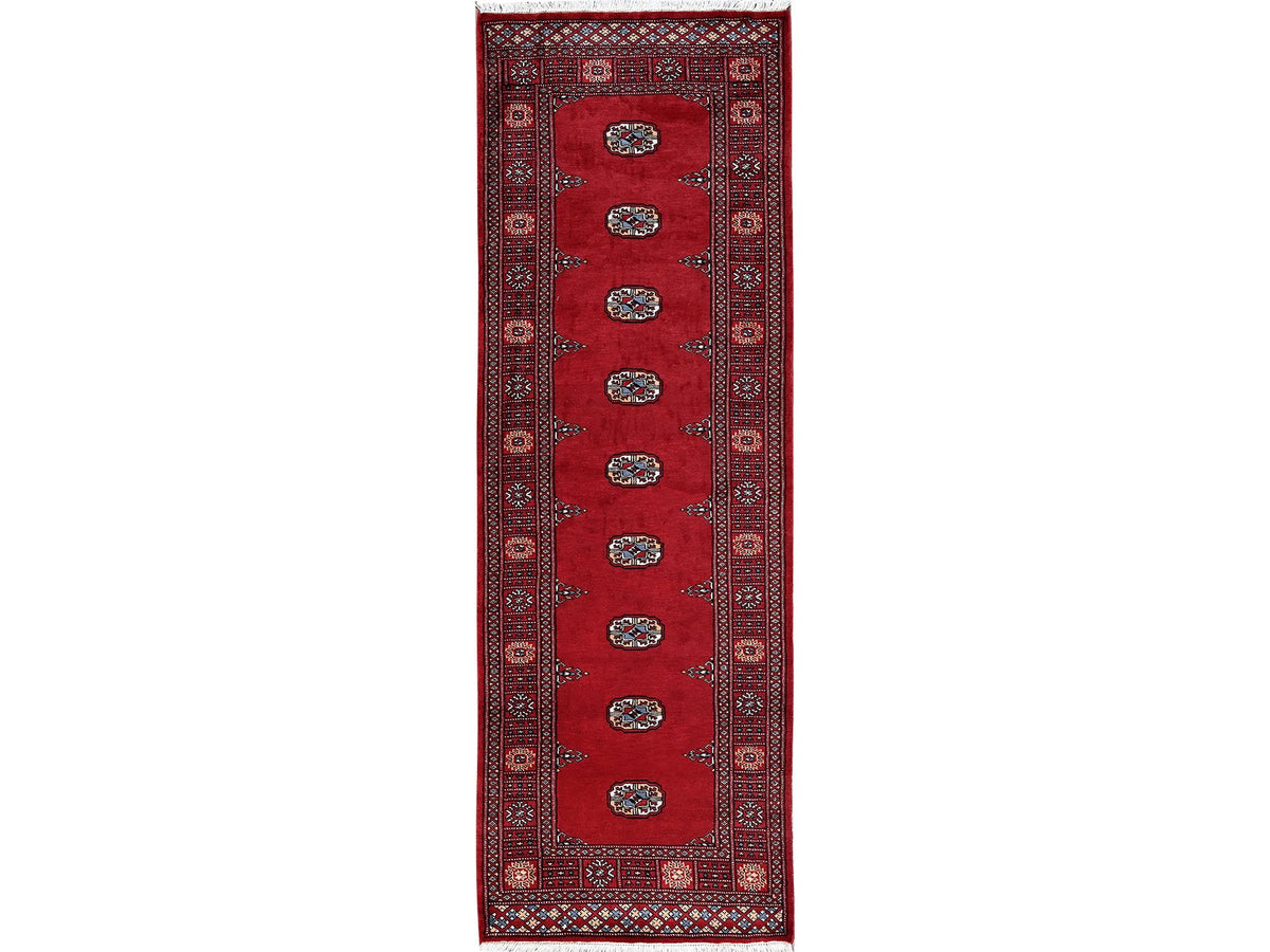 Tribal Tribal & Geometric hand-knotted wool runner in Red, 2'7" x 7'10" — SKU O01306
