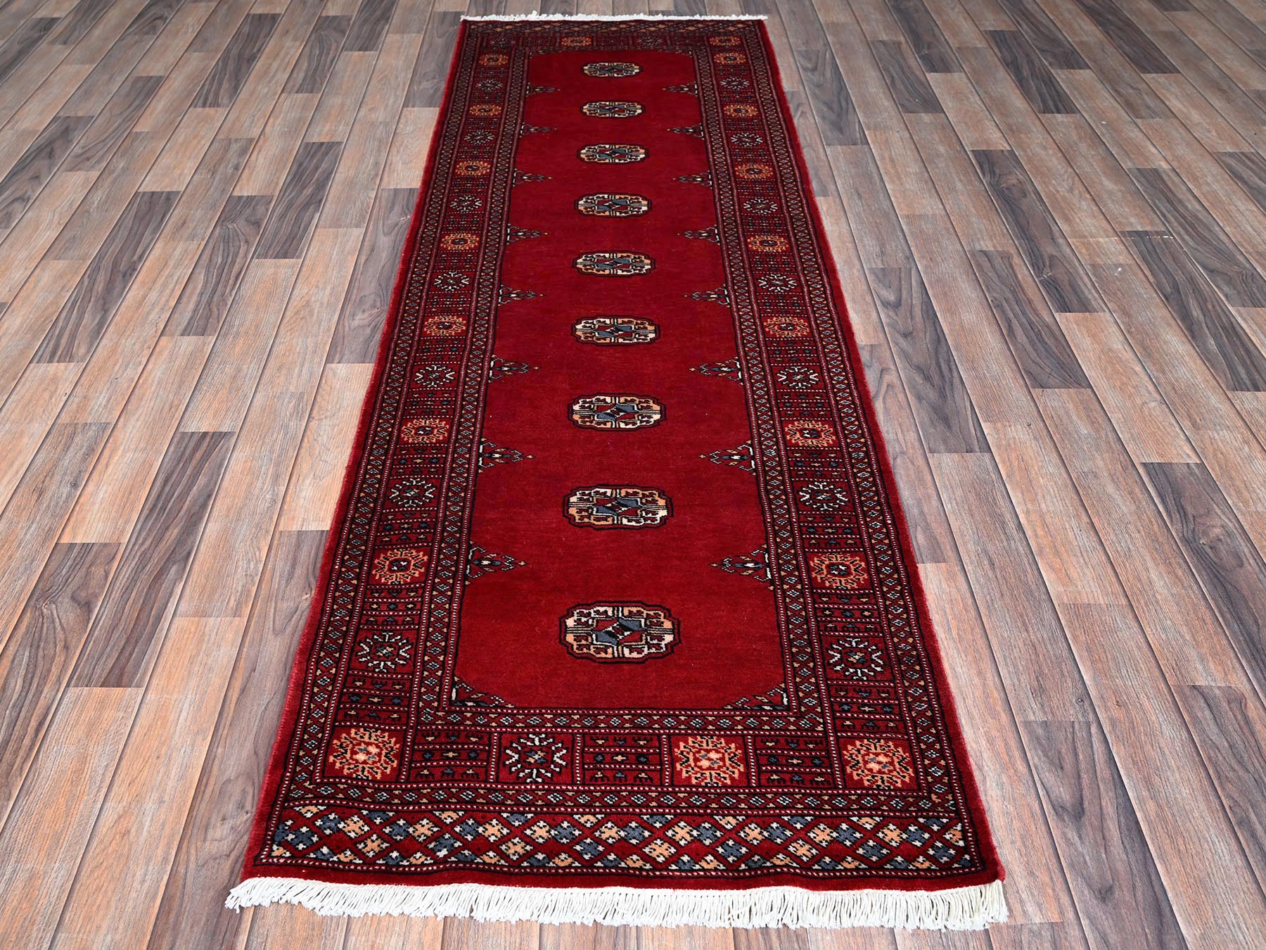Tribal Tribal & Geometric hand-knotted wool runner in Red, 2'7" x 7'10" — SKU O01306 (view 2)