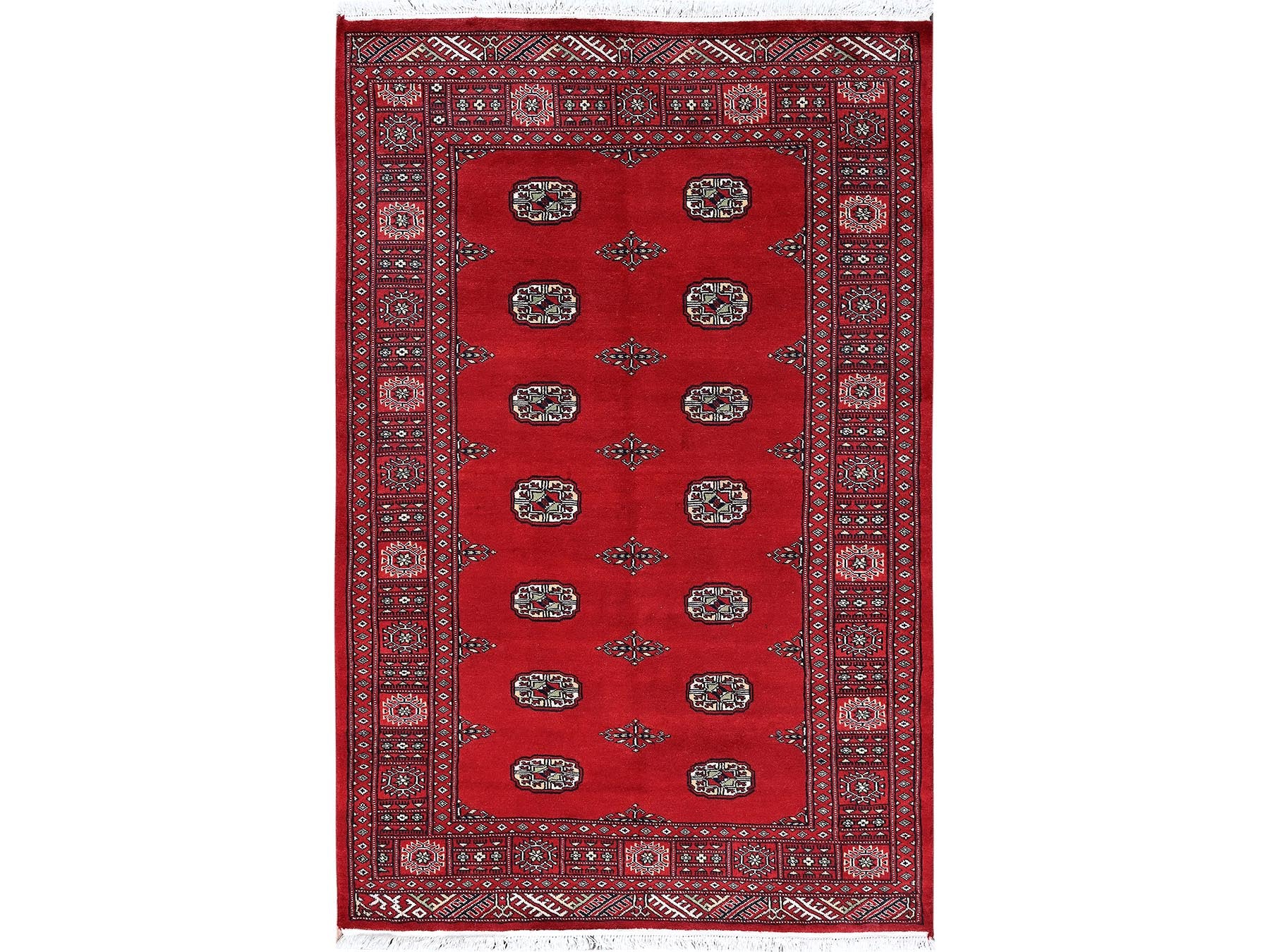 Tribal Tribal & Geometric hand-knotted wool rug in Red, 4'1" x 6'3" — SKU O01307