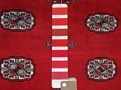 Tribal Tribal & Geometric hand-knotted wool rug in Red, 4'1" x 6'3" — SKU O01307 (view 4)
