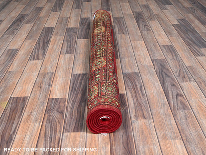 Tribal Tribal & Geometric hand-knotted wool rug in Red, 4'1" x 6'3" — SKU O01307 (view 5)