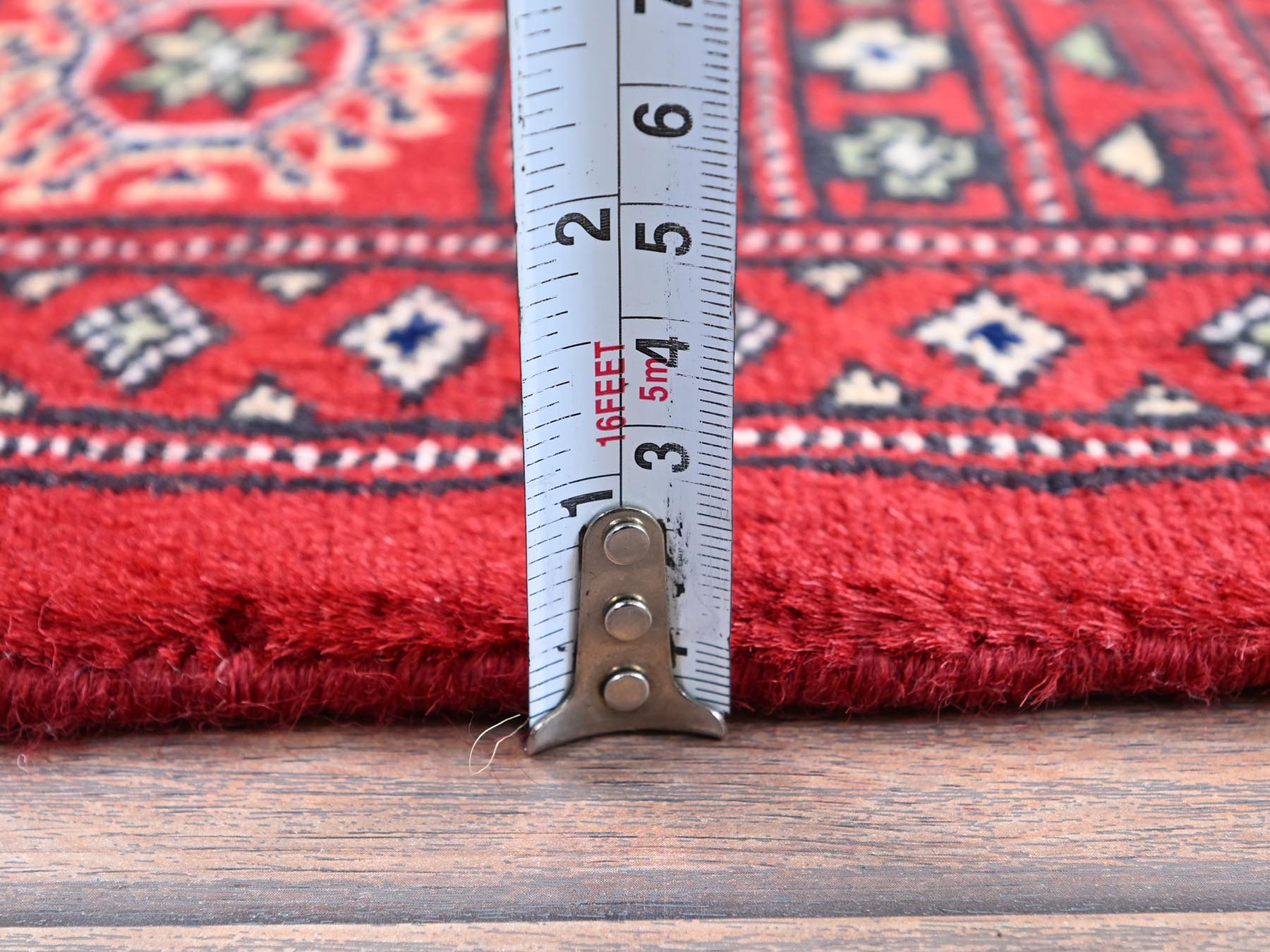 Tribal Tribal & Geometric hand-knotted wool rug in Red, 4'1" x 6'3" — SKU O01307 (view 6)