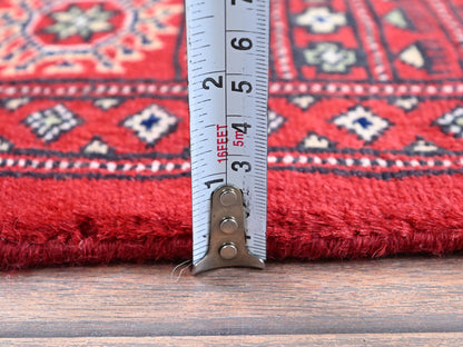Tribal Tribal & Geometric hand-knotted wool rug in Red, 4'1" x 6'3" — SKU O01307 (view 6)