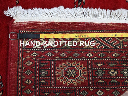 Tribal Tribal & Geometric hand-knotted wool rug in Red, 4'1" x 6'3" — SKU O01307 (view 7)