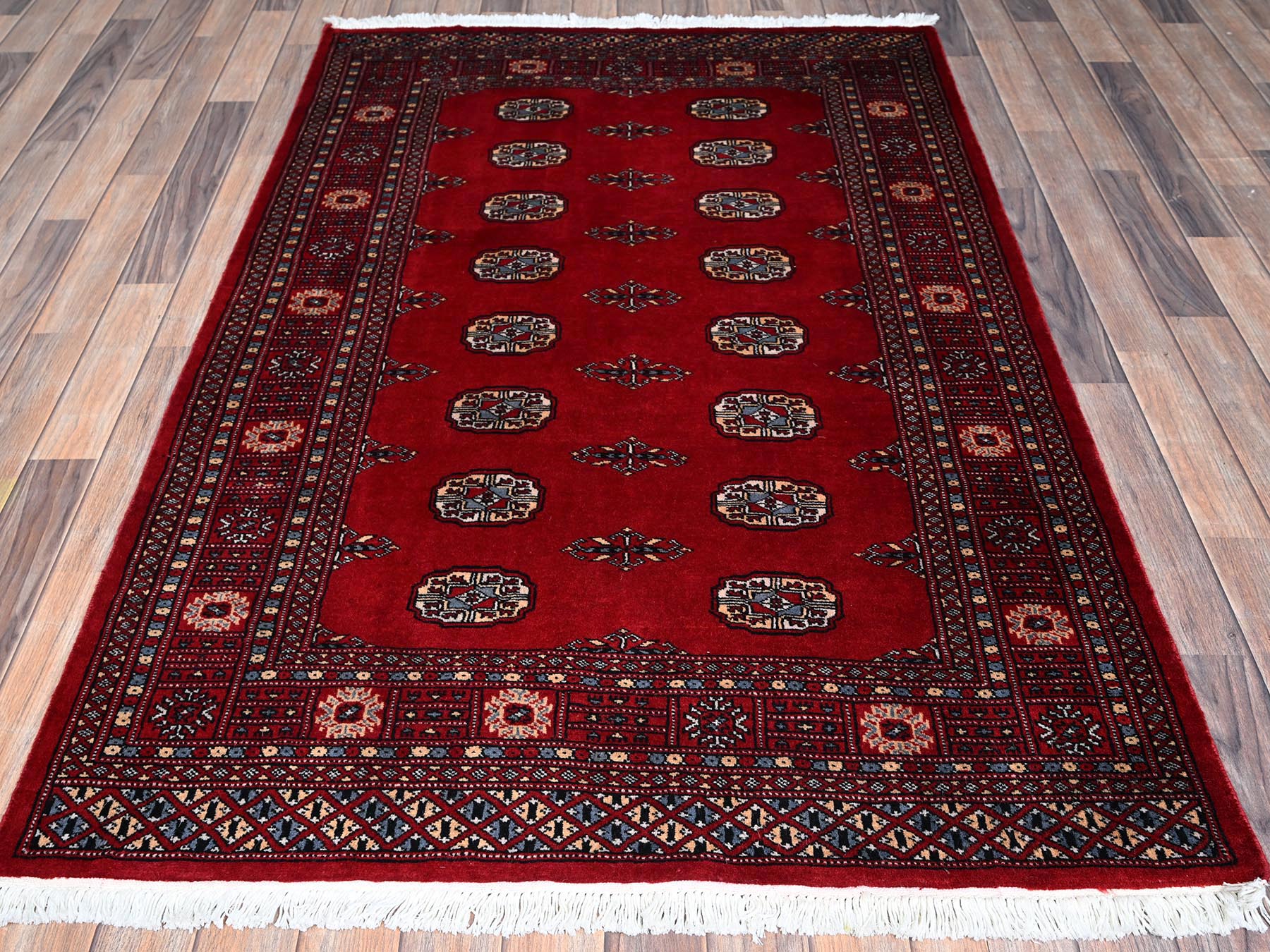 Tribal & Geometric hand-knotted wool rug in Red, 4'2" x 6'2" — SKU O01308 (view 2)