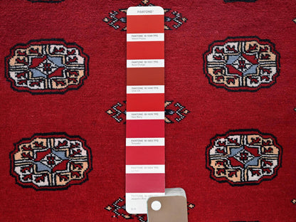 Tribal & Geometric hand-knotted wool rug in Red, 4'2" x 6'2" — SKU O01308 (view 4)