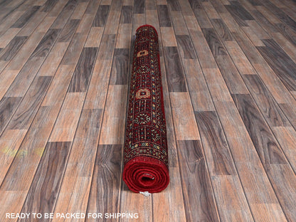 Tribal & Geometric hand-knotted wool rug in Red, 4'2" x 6'2" — SKU O01308 (view 5)