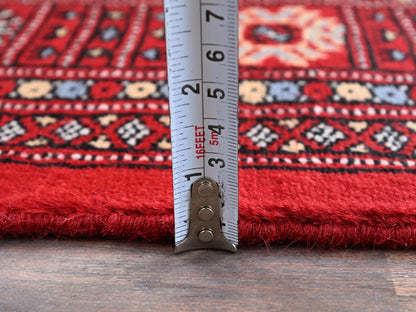 Tribal & Geometric hand-knotted wool rug in Red, 4'2" x 6'2" — SKU O01308 (view 6)