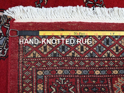 Tribal & Geometric hand-knotted wool rug in Red, 4'2" x 6'2" — SKU O01308 (view 7)