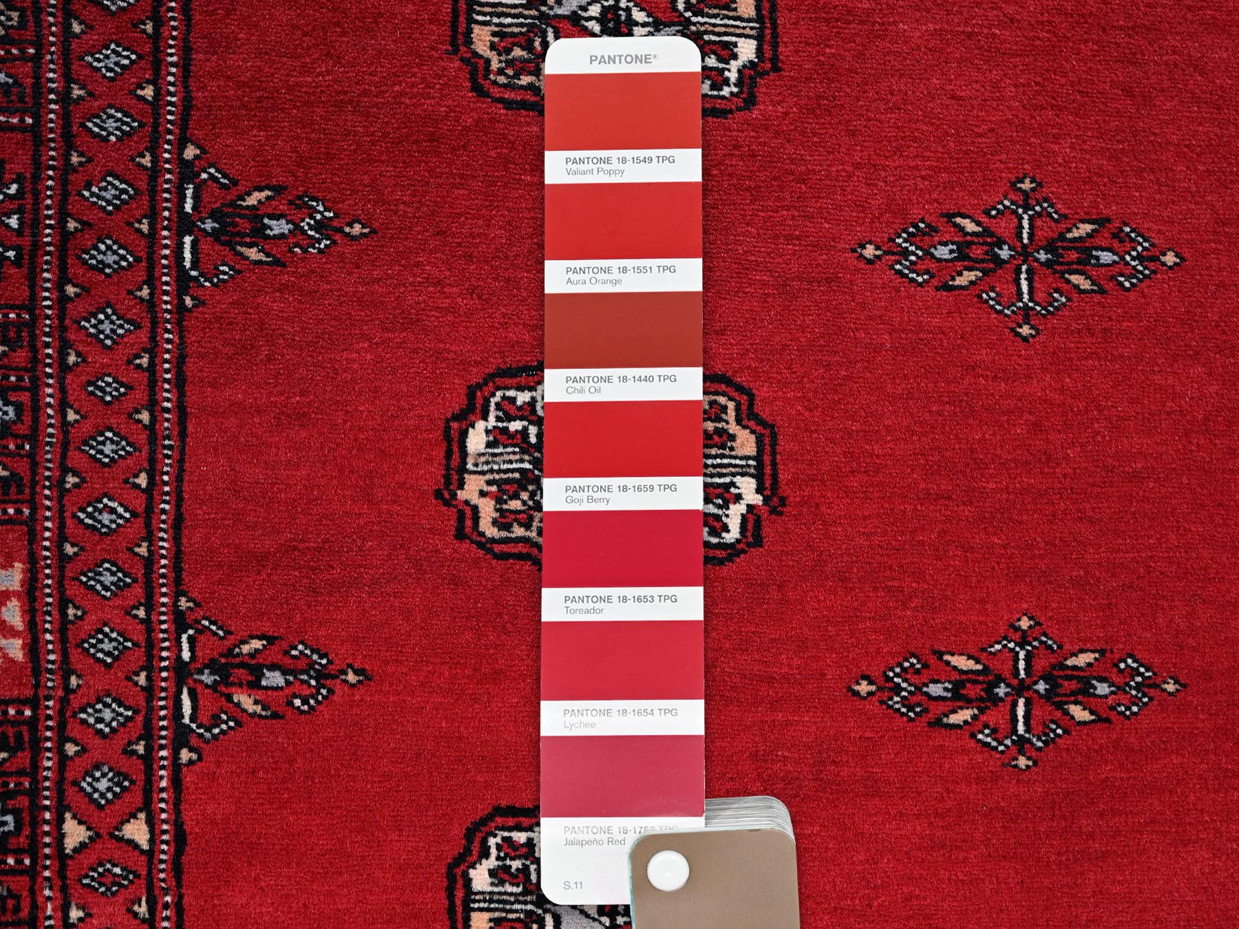 Tribal & Geometric hand-knotted wool rug in Red, 4'2" x 6' — SKU O01309 (view 4)