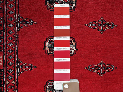 Tribal & Geometric hand-knotted wool rug in Red, 4'2" x 6' — SKU O01309 (view 4)