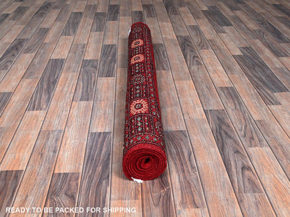 Tribal & Geometric hand-knotted wool rug in Red, 4'2" x 6' — SKU O01309 (view 5)
